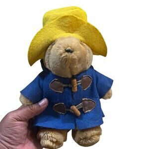 Vintage Sears Paddington Bear Plush Toy Yellow Hat Blue Coat 10” Stuffed Animal